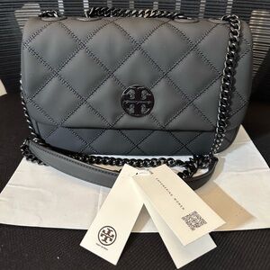 Tory Burch Willa Matte Small Shoulder Bag Black Matte